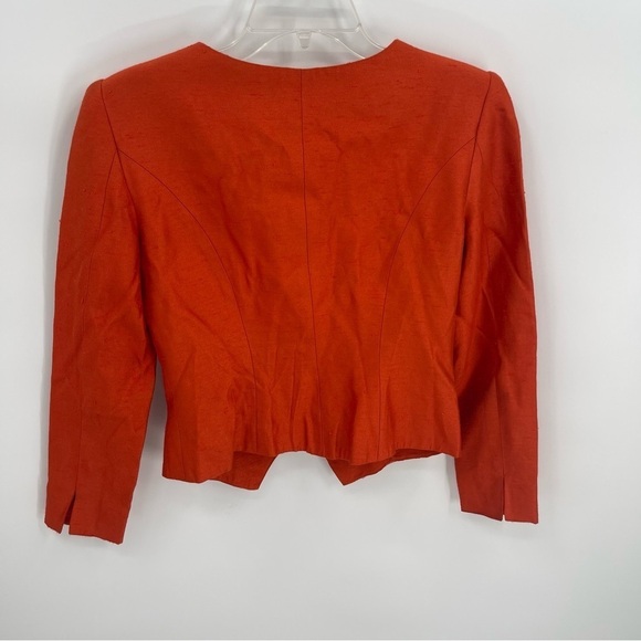 Linda Segal Vintage Jacket Size 4 Burnt Orange Cropped Full Zip Square Neck - Picture 6 of 9